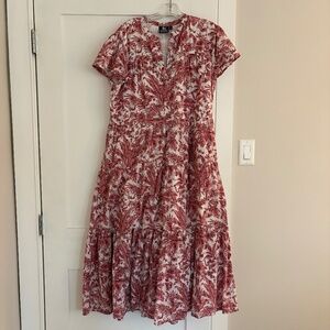 Madison Mathews Folly Midi Short Sleeve Rose Tropical Toile XL